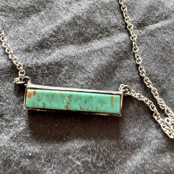 Sterling Silver Turquoise Bar Necklace - Picture 3 of 4